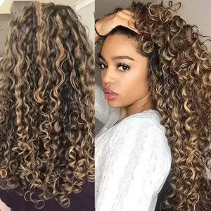 Kinky Curly Hair Bundles With Closure Virgin Human Hair Weave Bundles 10-28 Inches Natural Color Remy Hair Weave Extensions 100g/pc SpringStatements