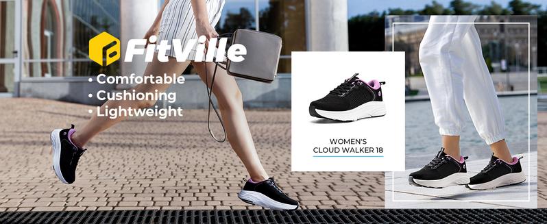 FitVille Women's Cloud Wanderer Stretch Knit Walking Shoes V18 Sneaker Trainer Running Outdoorfun