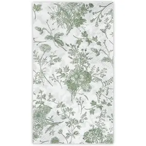 25Pcs Green Floral Guest Napkins - Guest Disposable Hand Towels for Bathroom, Tea Party, Garden Party, Birthday Party - 4.3 x 7.9 In