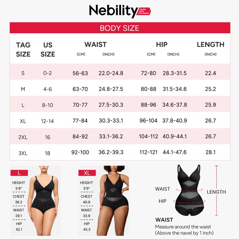 Nebility Women's V Neck Minimalist Comfortable Basic bodysuits shapewear mesh breathable sleeveless womenwear High Stretch Girdle Compression Womenswear