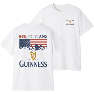 Red White And Guinness Logo T-Shirt - 4th Of July Graphic Tee, Trendy Summer for Men for Women, Shades For Everyone, Full Sizes, Full Colors