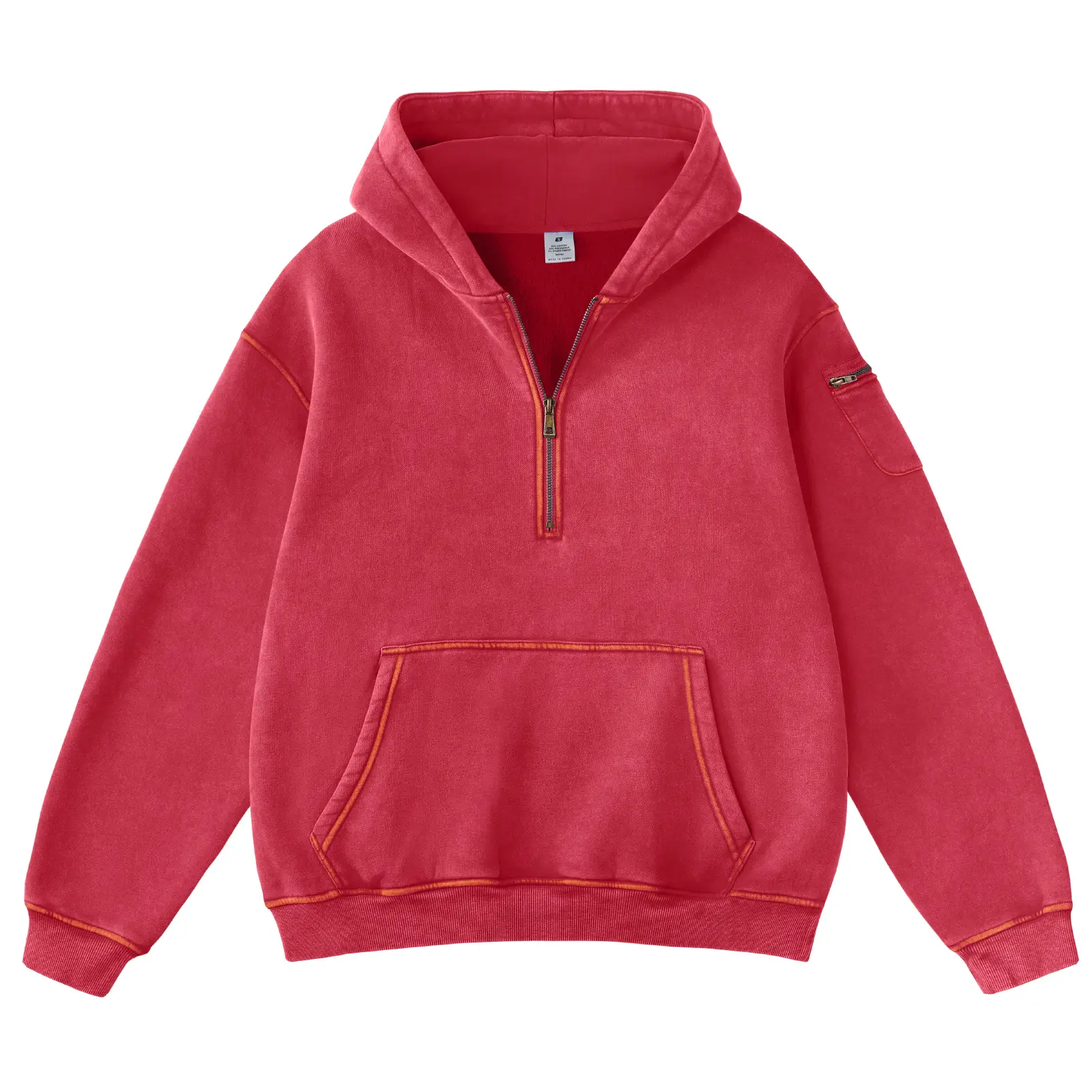 FAIABLE Hoodies Vintage Acid Washed Heavyweight Fleece Half Zip Unisex Hoodie for Women with Kangaroo Pocket & Earbud Sleeve Pocket Casual Aesthetic Streetwear Style Essential Comfort Hoodies