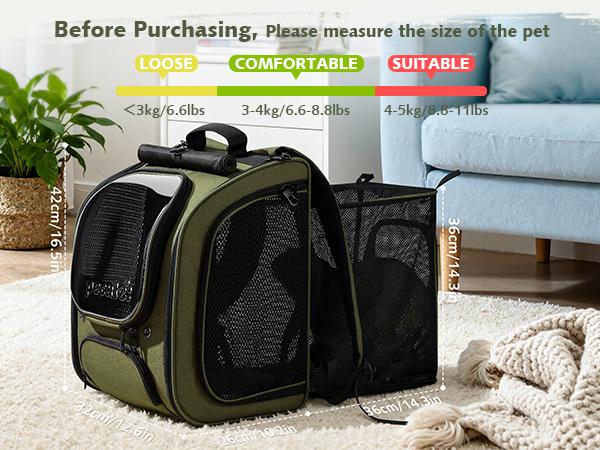 Pecute Cat Backpack Carrier Large Space Bubble Design for Travel Green Gray Khaki Ideal for Cat Lovers Animal Carrier