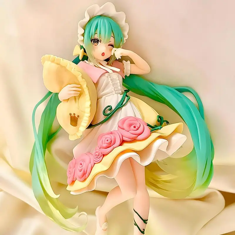 Hatsune Miku Cinderella Maid Outfit Anime Figure - Green Hair Girl Action Figure, Collectible Statue for Anime Fans, Home Decoration, Anime Figures