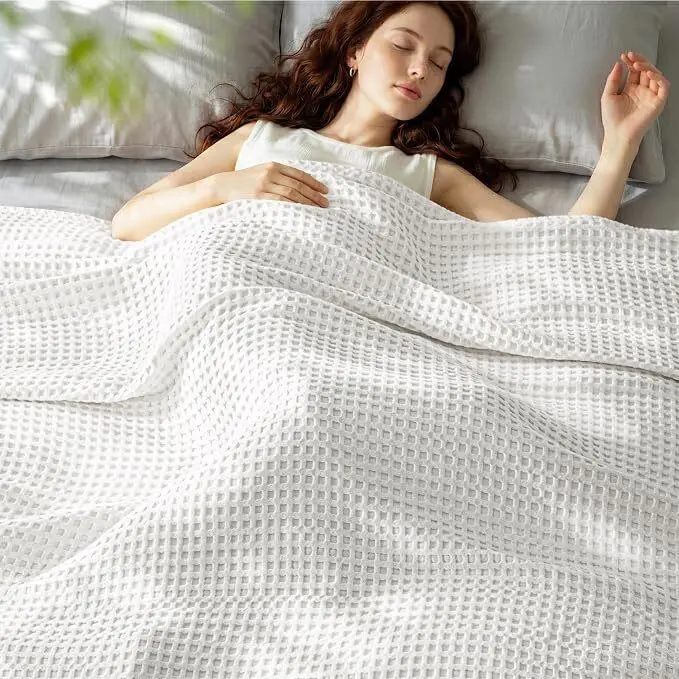 Exclusivo Mezcla 100% Cotton Waffle Weave Throw Blanket - Breathable Soft, Skin-Friendly Cozy Layer for Bed/Couch, Multi-Colors Home & Travel Premium Textured Lightweight Bedding Throw, Throw Blankets, Multi-Size