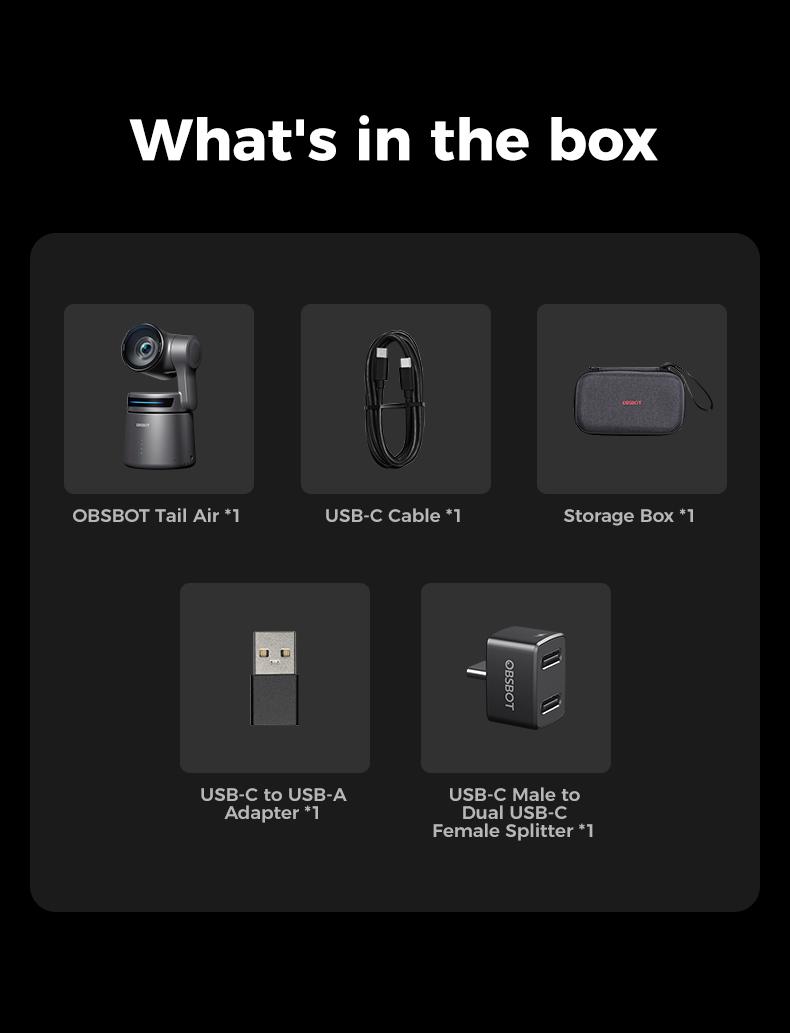 OBSBOT Tail Air - NDI Camera 4K, AI Tracking PTZ Camera