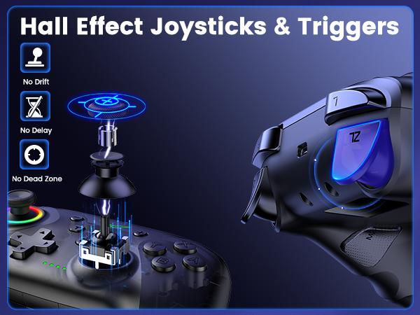 Switch 2 Pro Controller, 1000mAh Battery, Wireless Bluetooth Controller with Hall Effect Joysticks & Triggers, for Switch2/Switch/Switch OLED/Switch Lite, with 7 Light Modes/Paddle/Turbo/Motion/Charging Dock