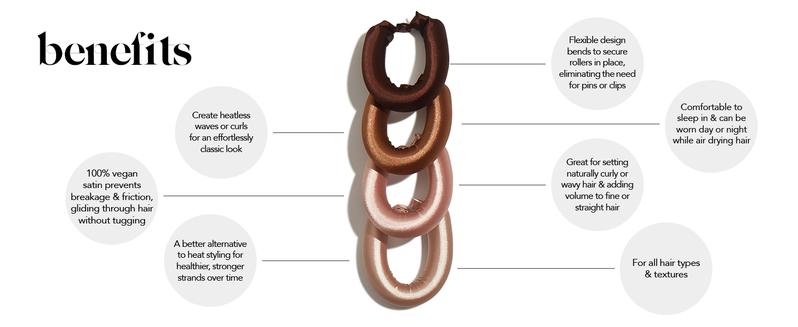 Kitsch Satin Heatless Curling Rod - Jumbo Flexi Rod, Heatless Hair Curler for Overnight, Soft Hair Curlers, Heatless Curlers for Women, 4pcs, Rosewood