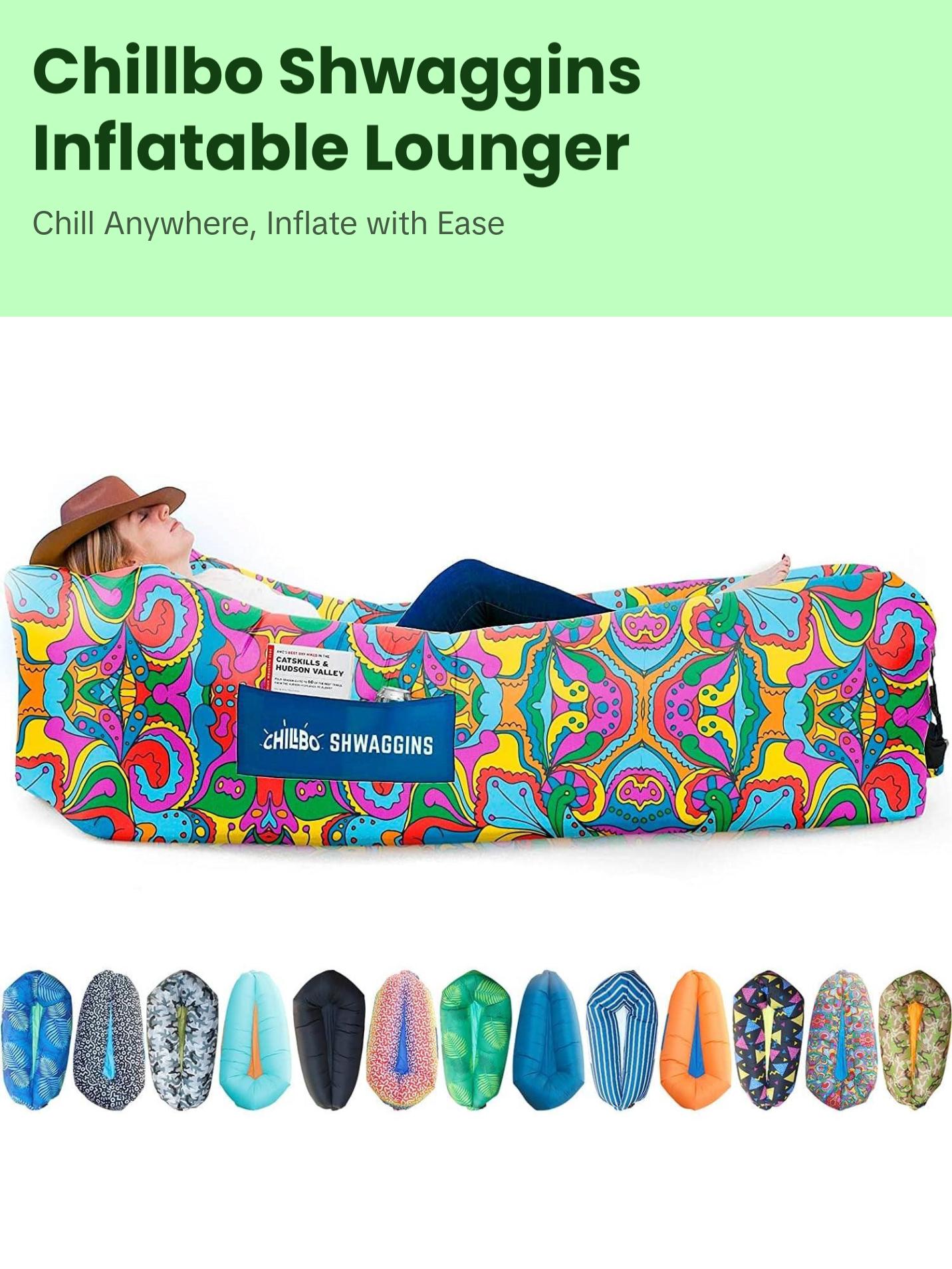 Shwaggins Inflatable Couch – Cool Inflatable Lounger Easy Setup Is Perfect for Beach Gear, Camping Fun and Festival Accessories.
