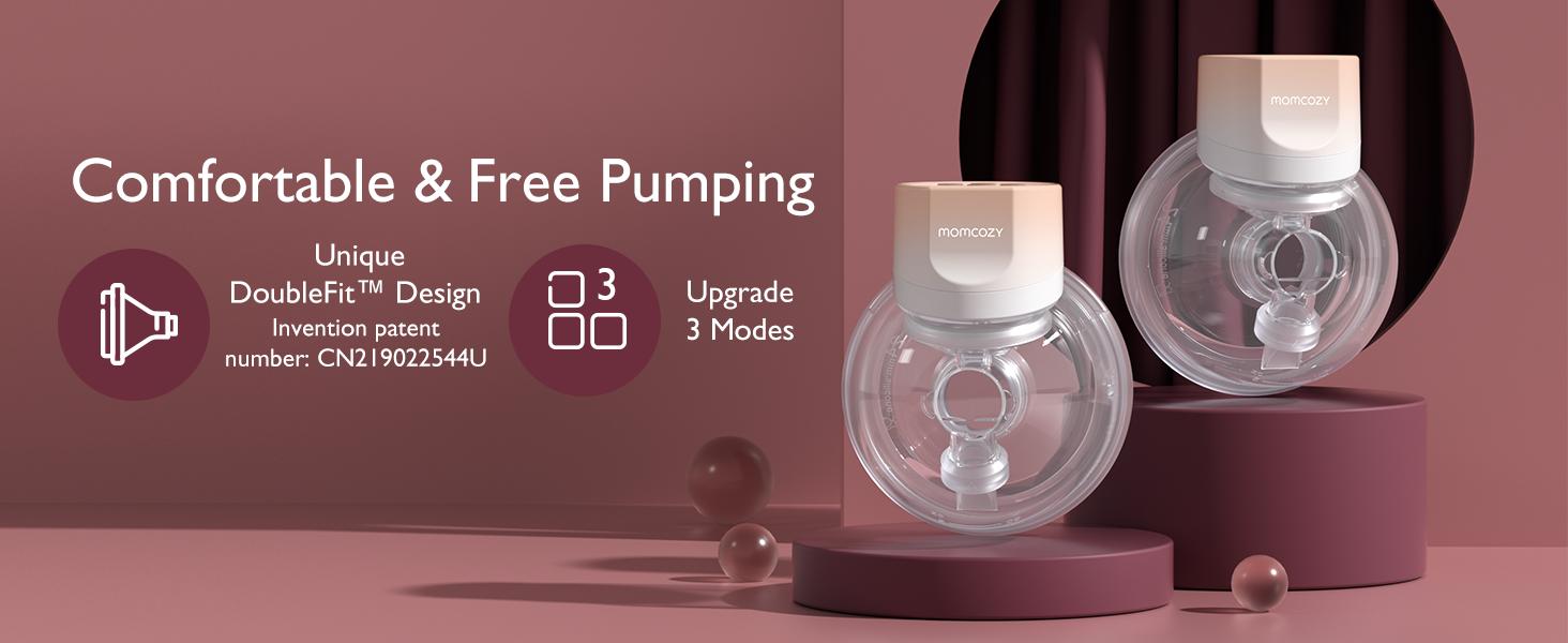 Momcozy   Hands-Free Breast Pump S12 Pro, Wearable & Portable Pump with Soft DoubleFit Flange, 3 Modes | 9 Levels Double Electric Pump, Smart Display, 24mm,A