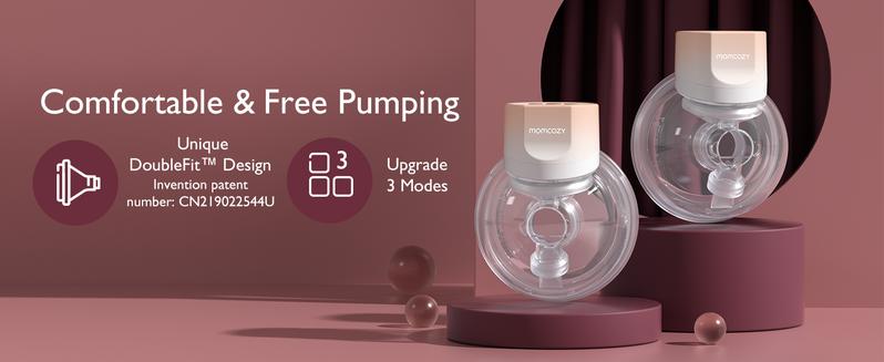 Momcozy   Hands-Free Breast Pump S12 Pro, Wearable & Portable Pump with Soft DoubleFit Flange, 3 Modes | 9 Levels Double Electric Pump, Smart Display, 24mm,A