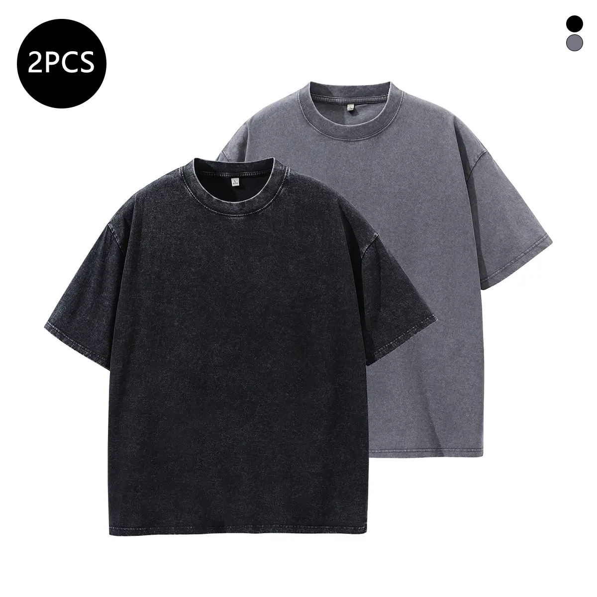2 Pack summer Tshirts for Men Gym Vintage washed and distressed T Shirts Workout  Baggy Tees Summer casual loose and versatile high street clothes for men