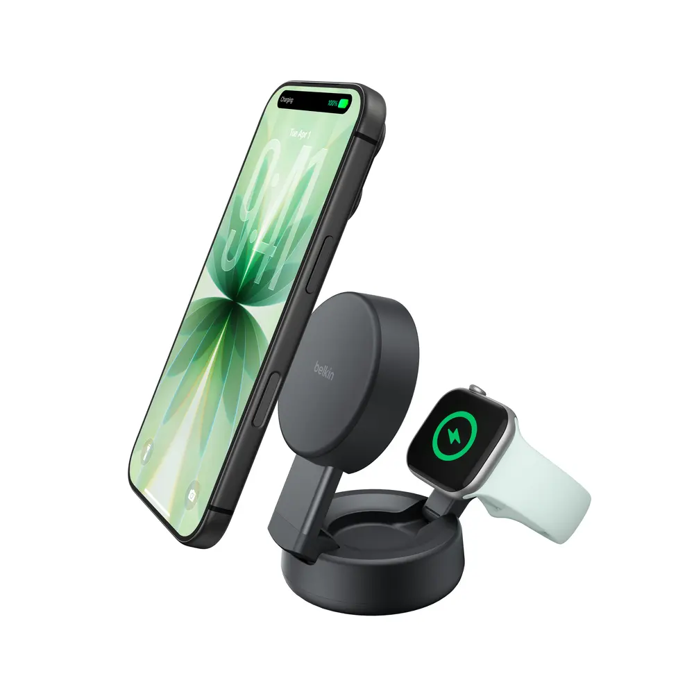Belkin UltraCharge Pro 2-in-1 Convertible Magnetic Charger - Qi2 25W Wireless Charging Accessory for Smartphone, Mobile Devices, with Cable Compatibility