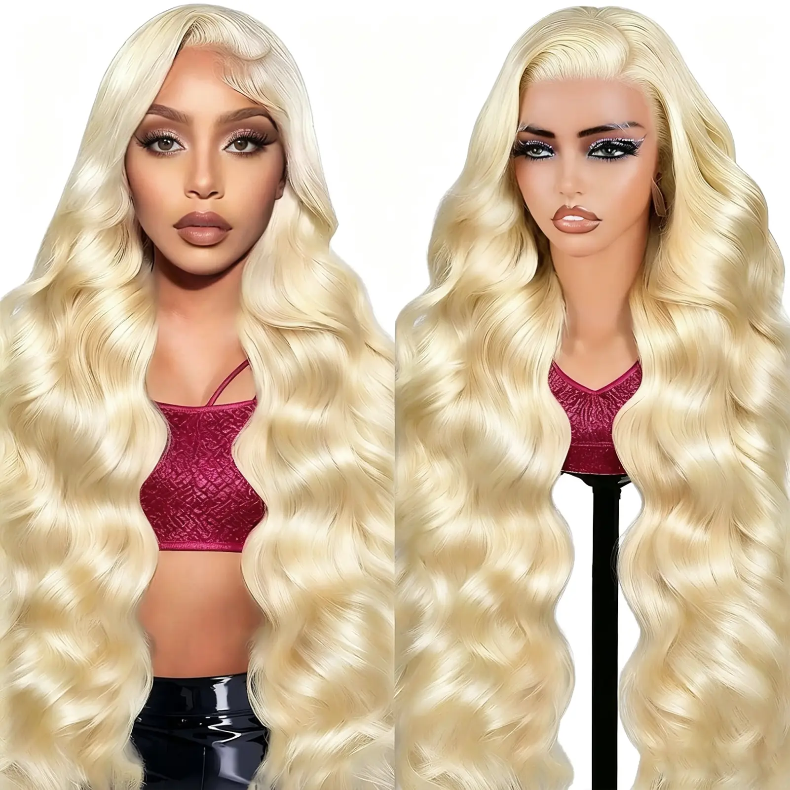 MIRELLE 13x6 Synthetic Blonde Lace Front Wigs for Women HD Transparent Body Wave Lace Frontal Wig Pre-Plucked with Baby Hair Heat Resistant Fiber 30 Inches 220 Density #613