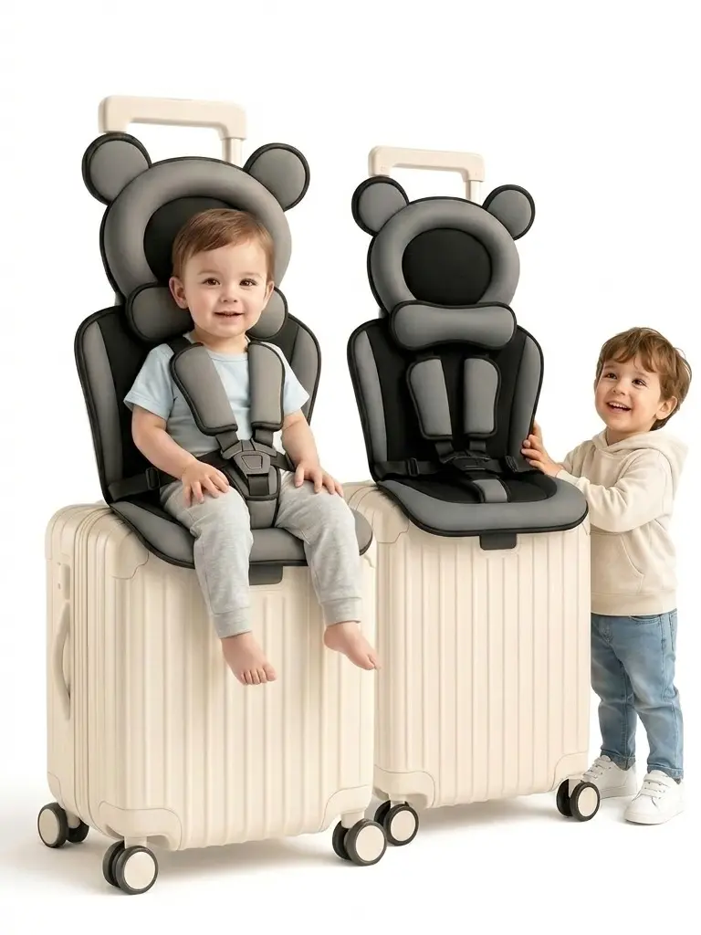Luggage Seat Attachment for Kids Ride | Kids Suitcase Seat Attachment | Airport Traveling With Kids Suitcase  Fits Any Rolling Luggage Kid Seat | Kids Airport Travel Must-Have | No Stroller Needed | Ages 1-4, Black Color 1Pcs  Without Luggage