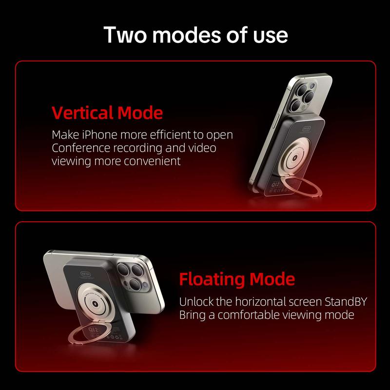 mfish E-Monster 10000 mAh 3-in-1 Foldable Wireless Power Bank,20W USB-C Power Delivery with  Stand,Magsafe-Compatible for iPhone 16/15/14/13/12 Charging Storage Chargeable Smartphone