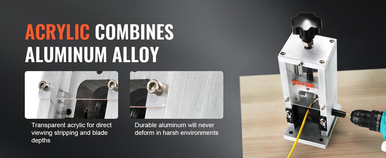 VEVOR Wire Stripping Machine,Wire Stripper with Hand Crank or Drill Powered,0.06''-0.98'' Copper Wire Stripper,Visible Stripping Depth Reference,Portable Aluminum Frame Wire Peeler