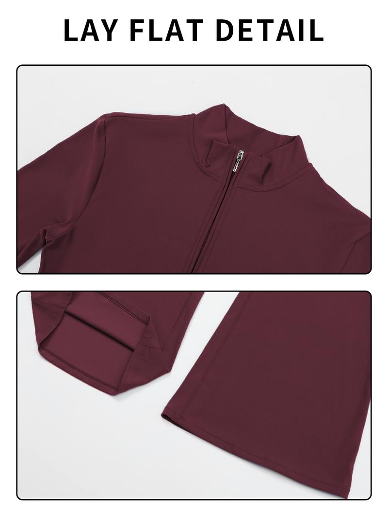 MFVIM Sporty Women’s Solid Color Half Zip Mock Neck Sports Jumpsuit by  - Casual, Comfortable, Breathable Long Sleeve Skinny Jumpsuit for Yoga, Gym, Workouts Stretchable Activewear