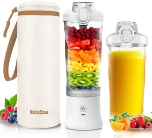 Portable Blender Personal Juicer for Shakes and Smoothies - 20 OZ Electric Protein Shaker Bottle with Insulated Sleeve Travel Lid USB-C Rechargeable - Mini Small Blender Cup for Kitchen Office Gym