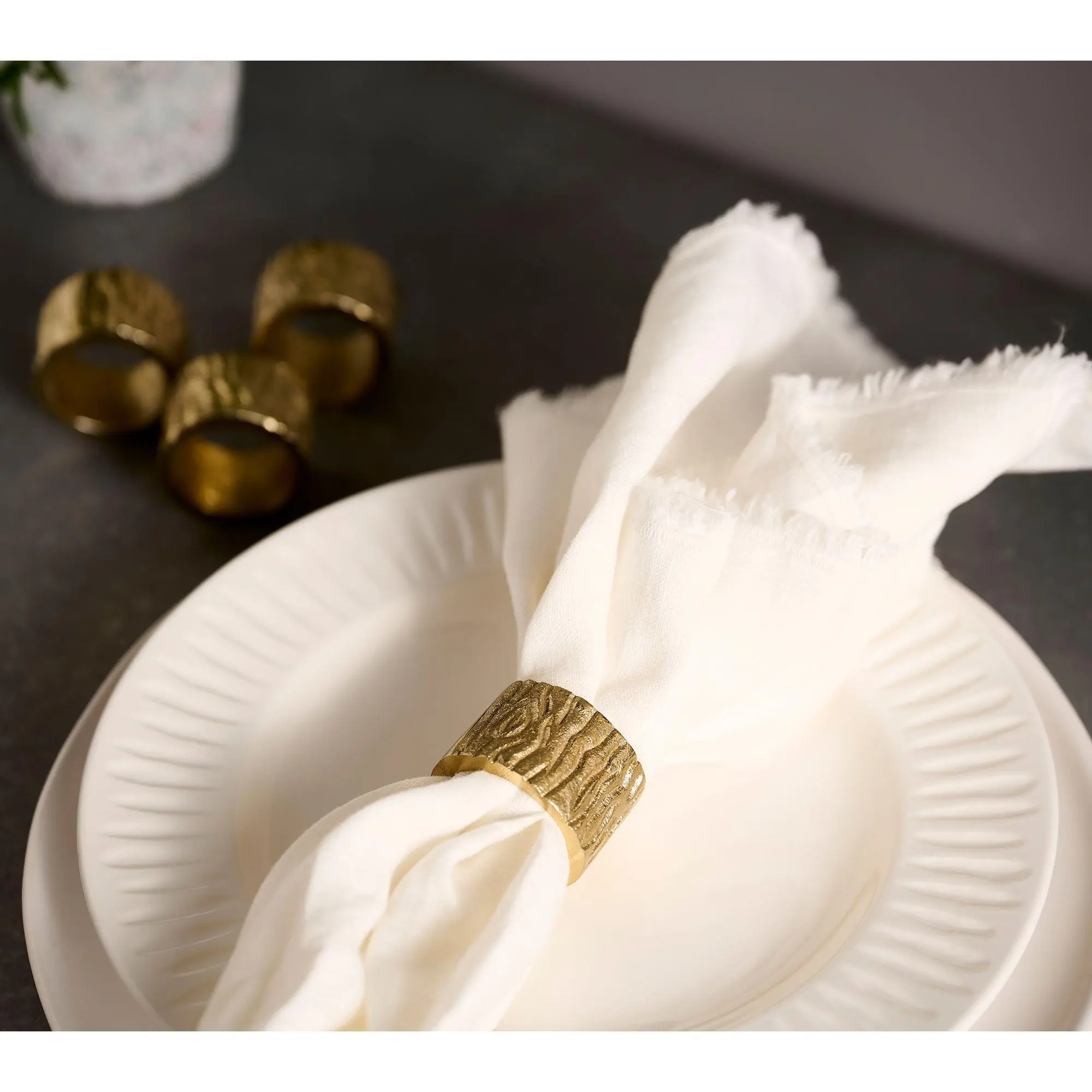 Mrs. H by Dee Hilfiger Set of 4 Faux Bois Napkin Rings
