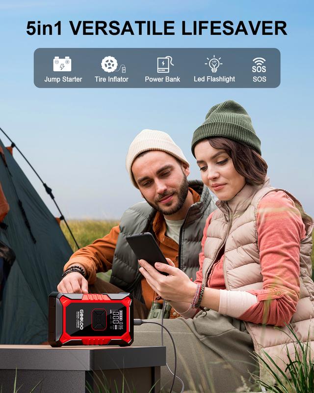 GOOLOO A3 Portable Car Jump Starter with Air Compressor, 3000A Car Battery Jump Starter (9.0 Gas/6.5L Diesel) with 150PSI Digital Tire Inflator Repair Tool Kit Vehicle