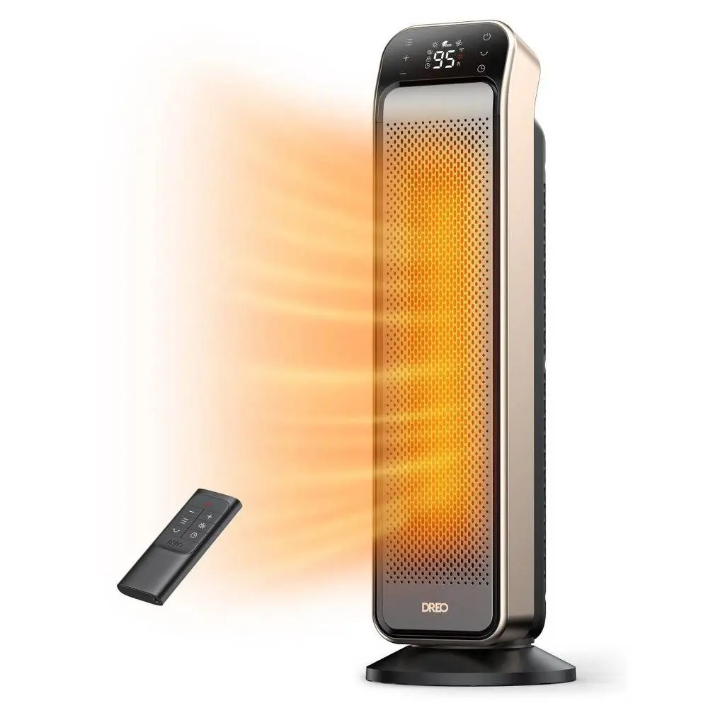 DREO 1500W PTC 25'' Space Heater Solaris Max Silver and Gold