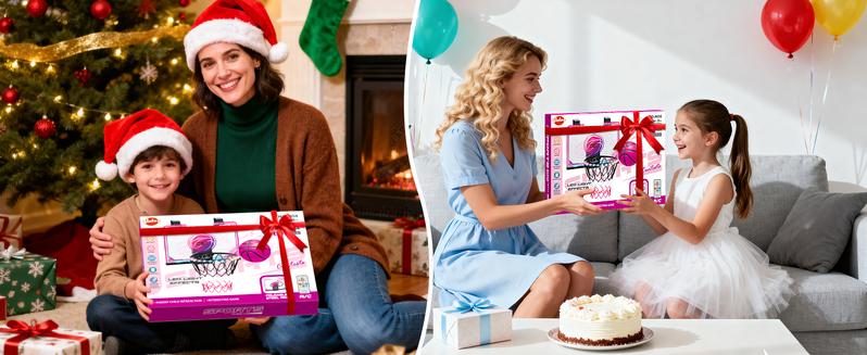 VATOS Basketball Hoop for Girls Indoor, LED Basketball Hoop with 7 Color Lights, Glowing Rim, Scoreboard & Remote Controller, Basketball Set Sports Toys Birthday Gifts for Girls Kids Teens 5-12