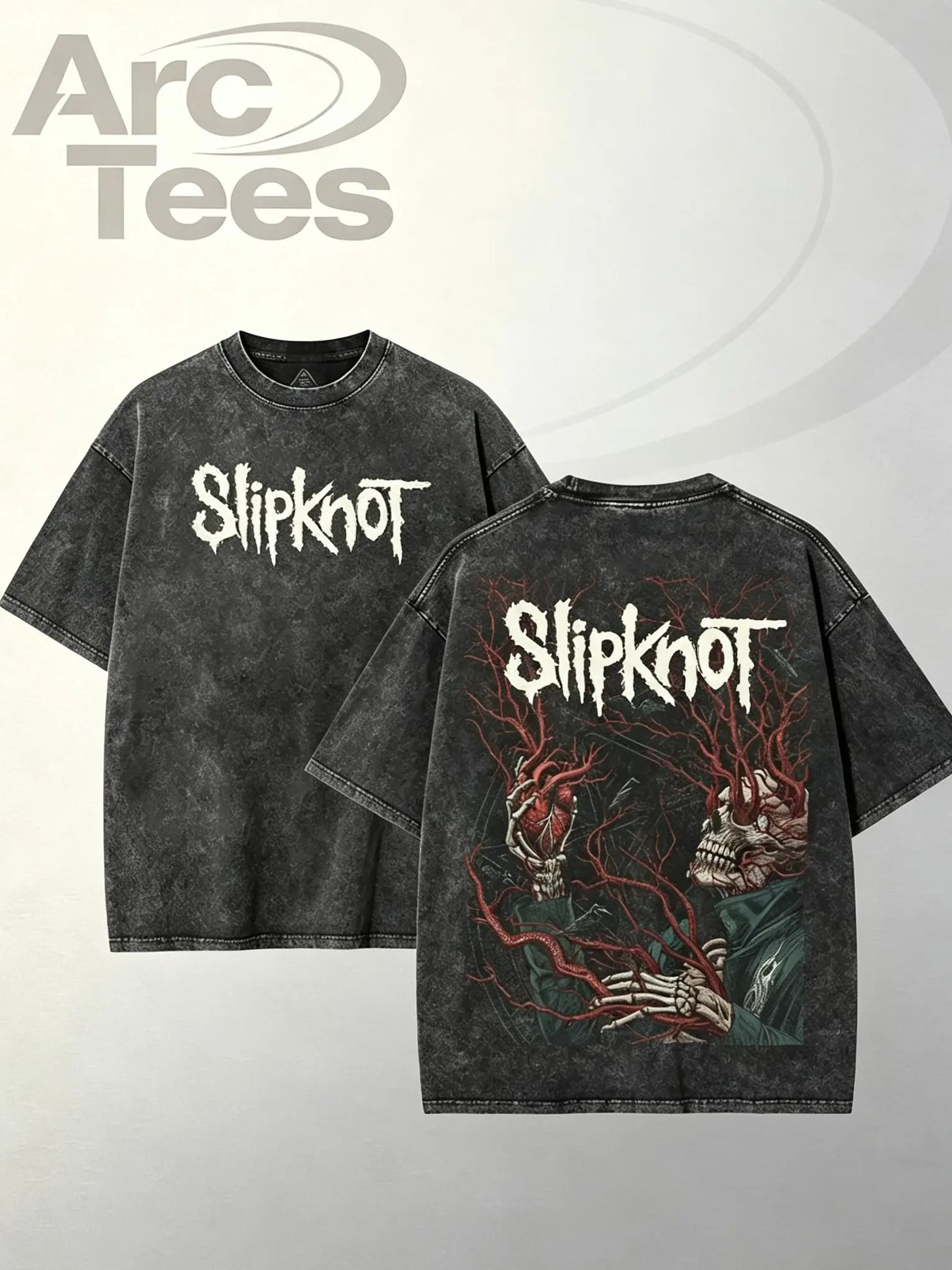 [ArcT] Retro Vintage Limited Edition Slipknot (band) Heavy Metal Shirt, Unisex Oversize Rock Band Washed Heavyweight Clothes Menswear Cotton Oversized