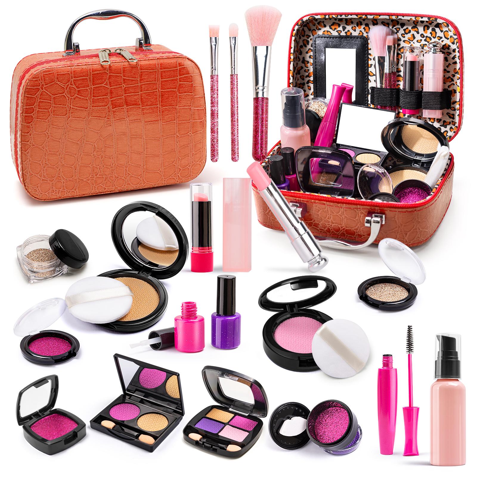 Simulated Makeup Kit for Girls, Play Makeup Set for Kids - Includes Cosmetic Bag for Birthdays and Christmas, Imaginary Makeup Fun for Toddlers and Little Girls Ages 3+ summerwins