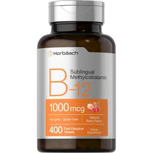 Horbaach Vitamin B12 Sublingual 1000 mcg | 400 Tablets | Methylcobalamin Supplement for Women and Men | Fast Dissolve Pills | Berry Flavor | Vegan, Non-GMO, and Gluten Free
