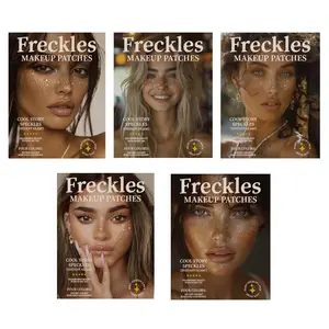 Face freckle transfer stickers, glitter transfer stickers for party photoshoots and concerts, 8-sheet set, gold/silver foil stamping, waterproof glitter temporary tattoos