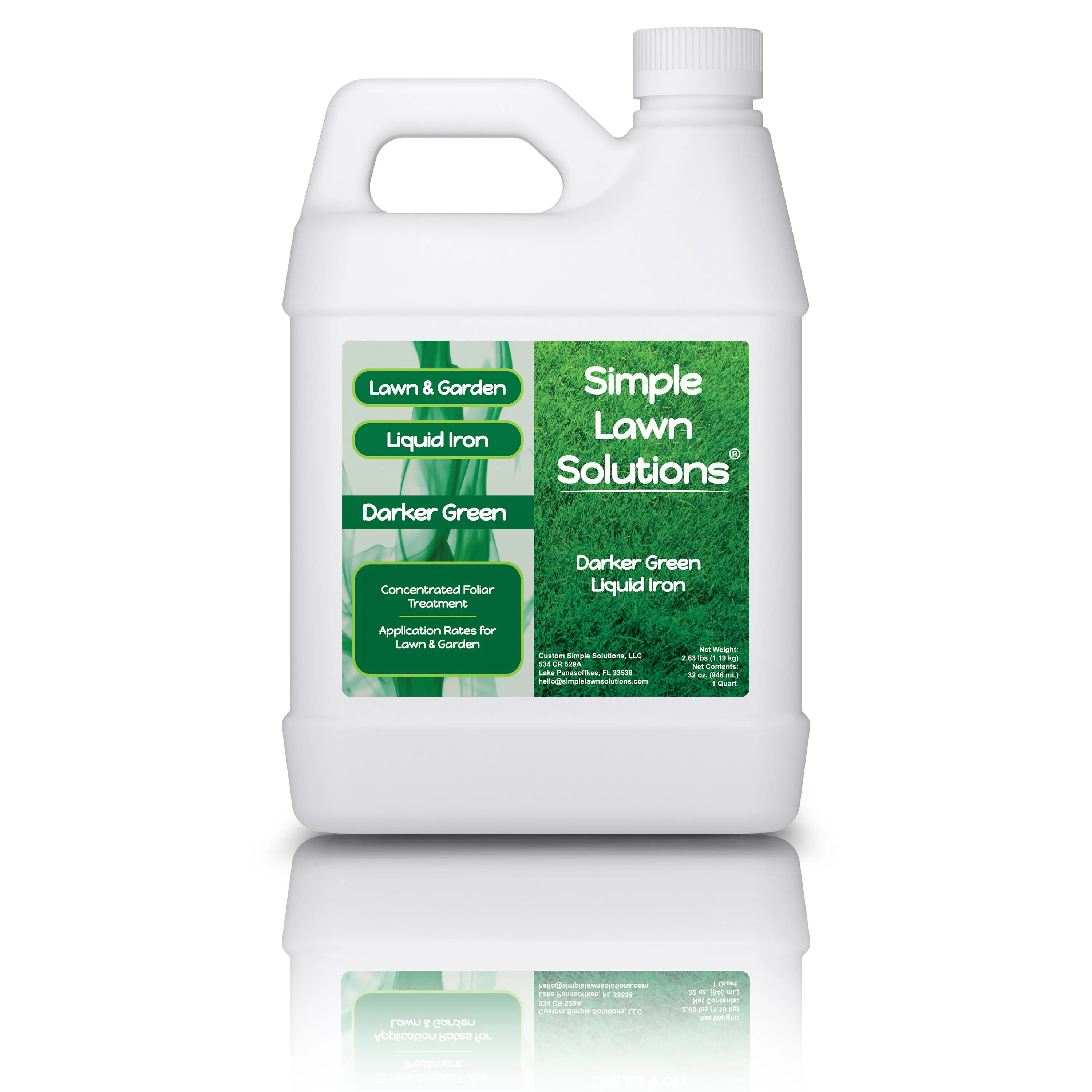 Darker Green - Liquid Iron & Micronutrient Fertilizer -  Boost Grass Color - Deep Green Results - Simple Lawn Solutions - 32 oz
