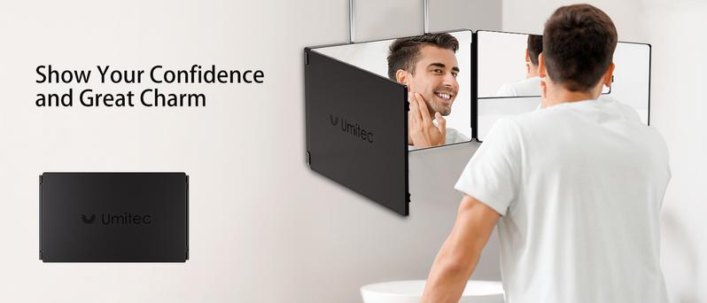 Umitec Adjustable LED Light 3 Way Mirror, Portable Trifold Mirror for Shaving, Grooming, Hair Styling, Dye Hair, Makeup, Braiding, 360 Degree Mirror Umitec Adjustable LED Light 3 Way Mirror, Portable Trifold Mirror for Shaving, Grooming, Hair Styling, Dye Hair, Makeup, Braiding, 360 Degree Mirror