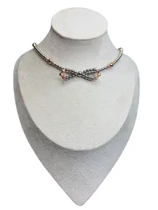 Copper & Steel Bow Tie Choker Necklace