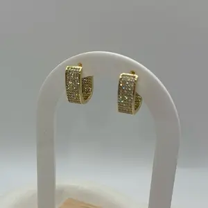 Hoops Gold Plated Pave Diam  Hoop Earrings for Women Fashion Jewelry
