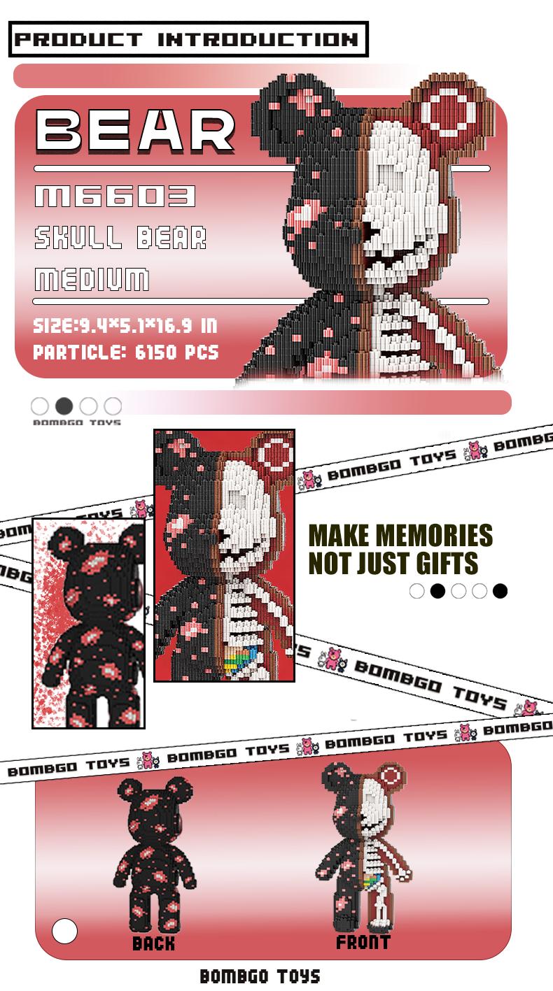 【BOMBGO】Bear Building Block,Size-Medium,3000 pcs,Bear Toys,Birthday Gift,Christmas Gift,Educational Building Blocks,Trend Decoration,Cool Gifts,Brick,Family Bonding BlackFriday Christmas