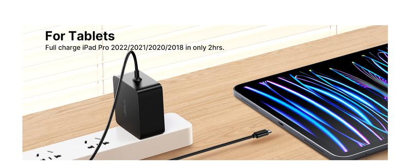 JSAUX 65W USB C Charger with 10FT Cable, Fast Wall Charger for ROG Ally, Steam Deck, MacBook Pro/Air, Chromebook, Huawei Matebook, Dell, Lenovo, ASUS, and more.