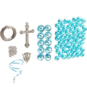 Rosary Necklace Making Supplies DIY Kit, Catholic First Communion Sacrament Prayer, Birthday Christmas Gift for Beader, 15 Colors, 1 Kit