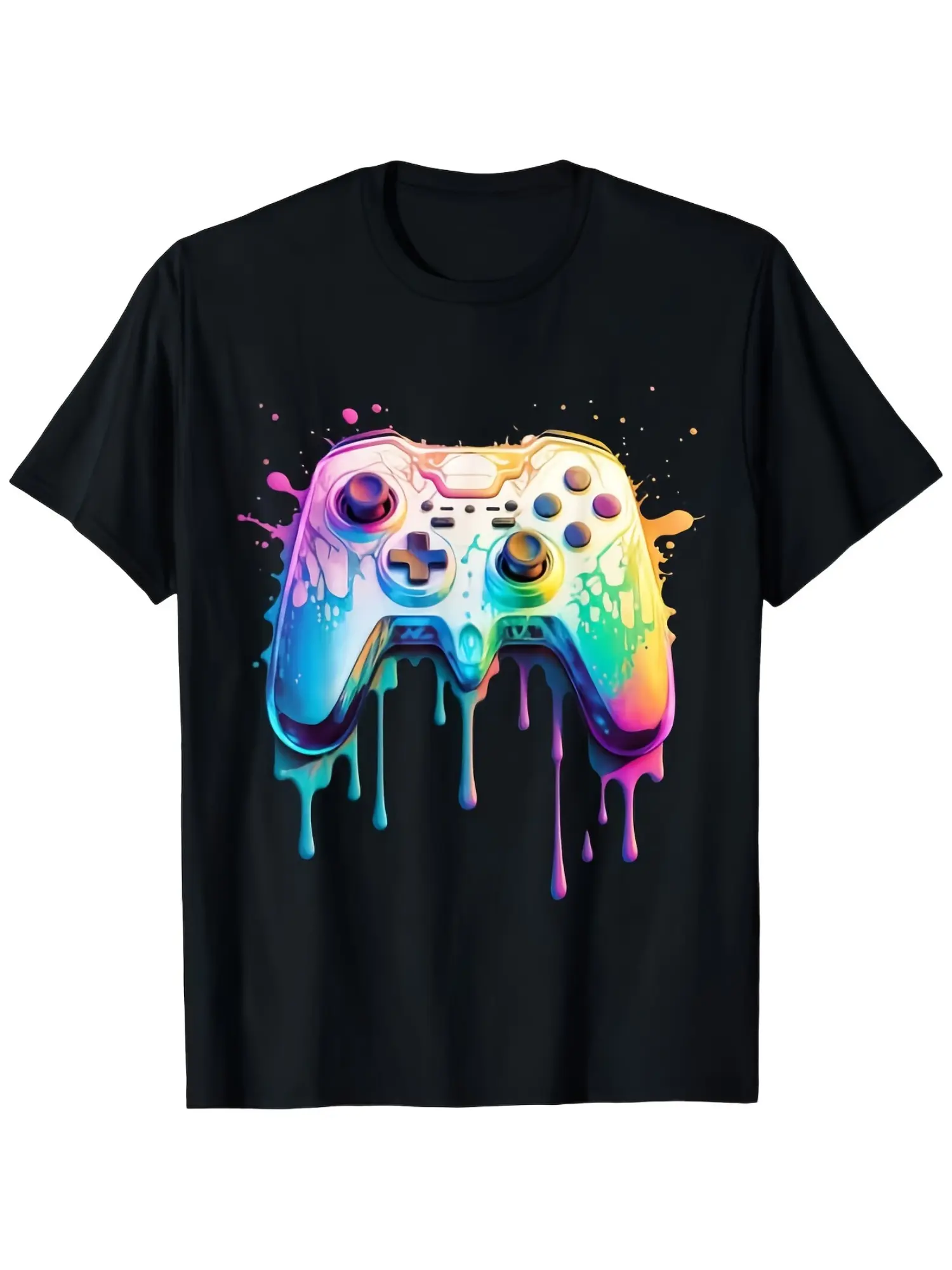 Men'S Plus Size Retro Gaming T-Shirt - Neon Glow Arcade Controller Design |    Soft Breathable Short Sleeve |   Perfect for Gamers And Video Game Parties