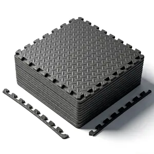 Puzzle Exercise Mat ½ in, EVA Interlocking Foam Floor Tiles for Home Gym, Mat for Home Workout Equipment, Floor Padding for Kidds, Black, 20 in x 20 in x ½ in, 64 Sq Ft- 24 Tiles