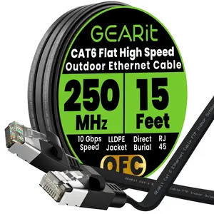 GEARit   Black Cat6 Flat Outdoor Ethernet Cable