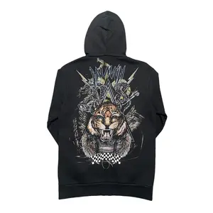 Balmain Tiger Zip Up Hooded Sweatshirt Black Pre-Owned