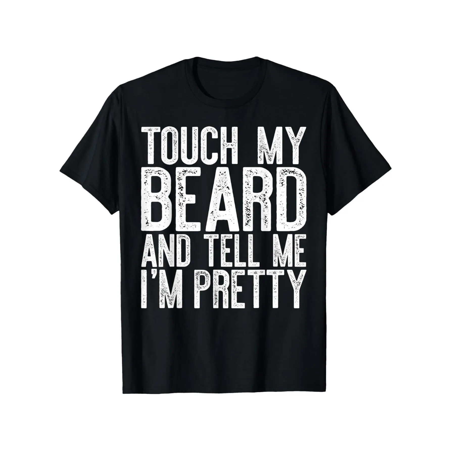Men's Plus Size Fashion Casual Hooded T-Shirt - Distressed "Touch My Beard And Tell Me I'm Pretty" Slogan, Drawstring Hood, Durable Material, Comfortable Fit, Machine Washable - Ideal for Gym, Lounging