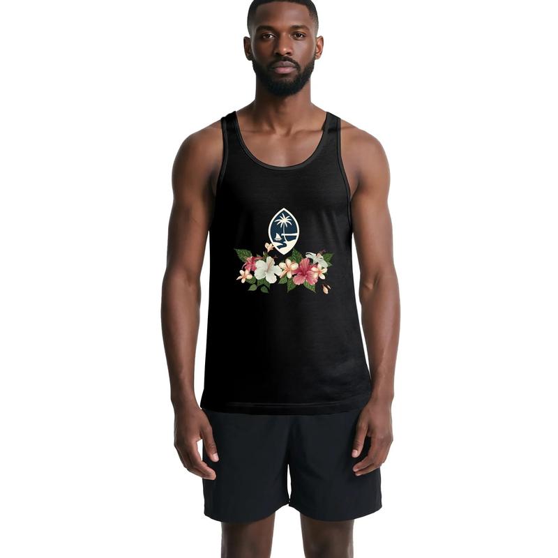 Hawaiian Floral Graphic Tank - Unisex Cotton Tropical Top