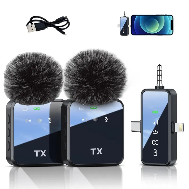 PQRQP 3-in-1 Wireless Microphone | 328ft Transmission 18hr Battery | For iPhone/Android/Camera | TikTok/Interview/Video/Instrument