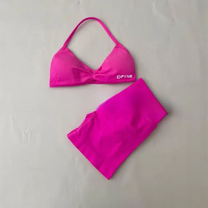 Women's 2-Piece DFYNE Seamless Mini Sports Bra & Peach-Hip Sculpting Shorts Set, for Yoga, Gym