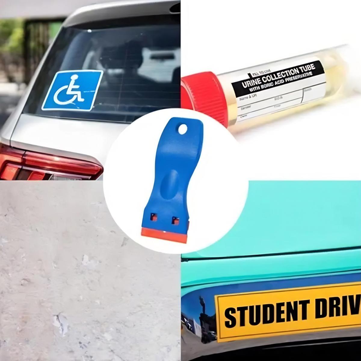 Plastic Razor Blade Scraper, Scraper Tool with 100 PCS Plastic Razor Blades for Removing Labels Adhesive Decals Sticker from Windows Glass