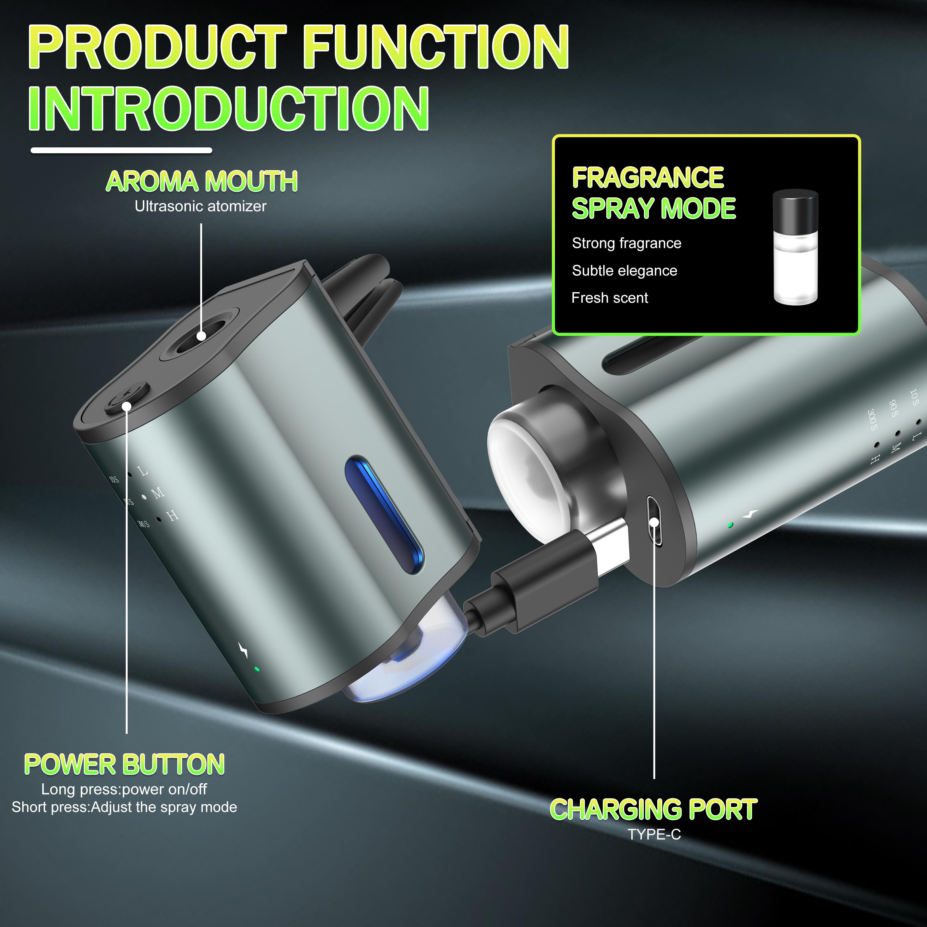 Portable Smart Car Air Freshener: Customize Your Drive with Three Intensity Levels of Natural Fragrance - Includes 3*10ML Natural Perfumes