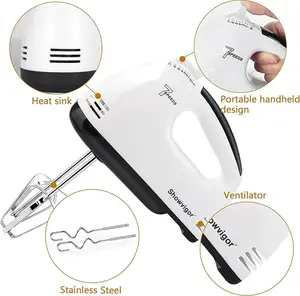 Electric Hand Mixer – 180W Handheld Mixer with 7 Speeds, Turbo Boost, Self-Control Speed & Eject Button, Includes 5 Stainless Steel Attachments for Cakes, Eggs & More