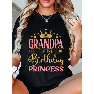100% Cotton Grandpa of The Birthday for Girl - 1st Birthday Princess T-Shirt